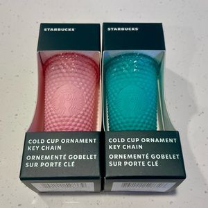 Ships tomorrow! Starbucks Waxberry Pink Green Mini Tumblers Keychains Ornament